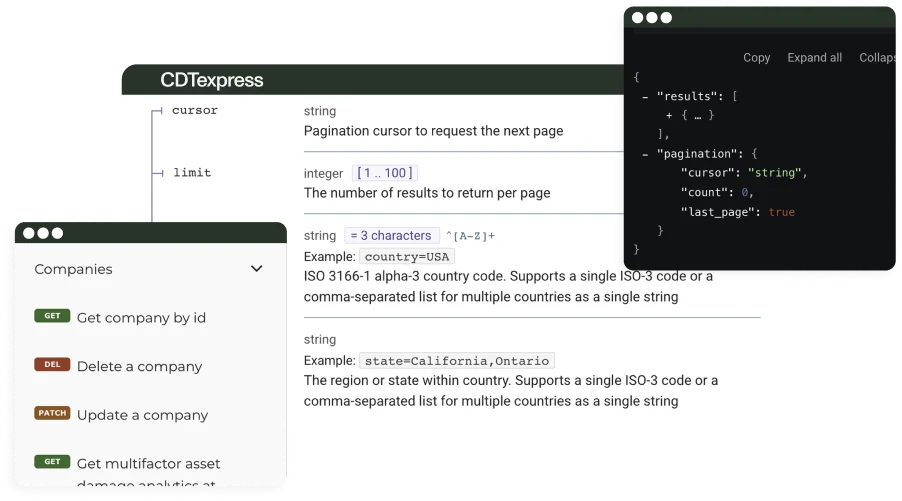 API screenshot